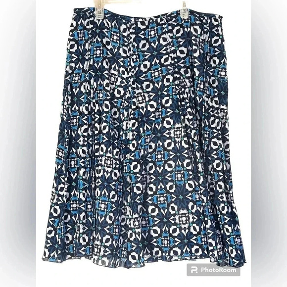 Alfani twin set lined midi skirt with top size 10 100% cotton blue floral office - Picture 3 of 7